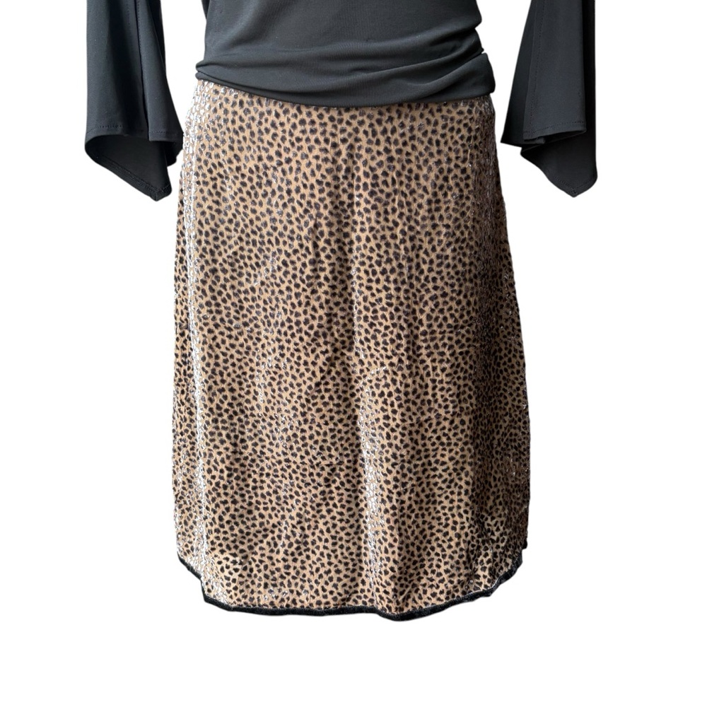 Elspeth Gibson London Animal Cheetah Print Dot Velvet Silk Blend Skirt - Picture 7 of 15